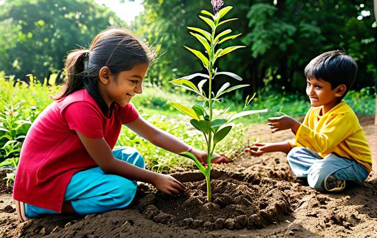 야외 학습의 윤리적 측면 - Here are three detailed image prompts: