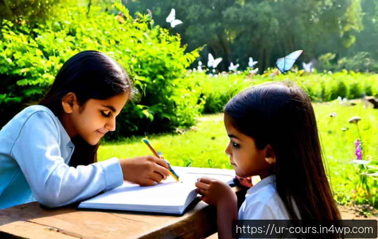 Home 30 자연 관찰을 통한 학습법 - Photorealistic outdoor learning scene in a peaceful Pakistani botanical garden, an Urdu-speaking mot...